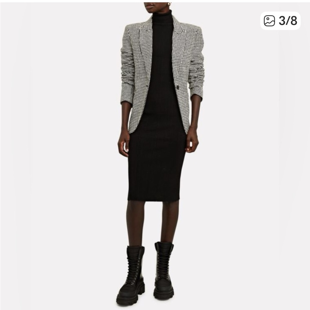 L'AGENCE Candra Zip Pocket Houndstooth Check Blazer - Picture 3 of 13